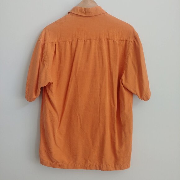 Van Heusen Mens 100% silk orange short sleeve button down shirt Medium - Picture 7 of 15